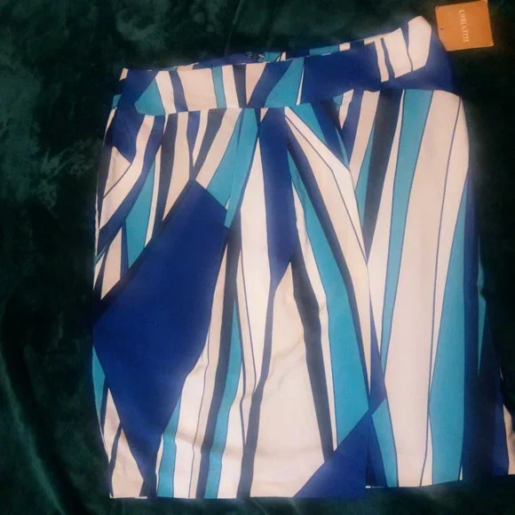 NWT Ellen Tracy Geometric Print Faux Wrap Mulitcolored Skirt Sz 12 - Picture 11 of 11